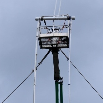 BDE prototype header assembly — top of 50-foot test system